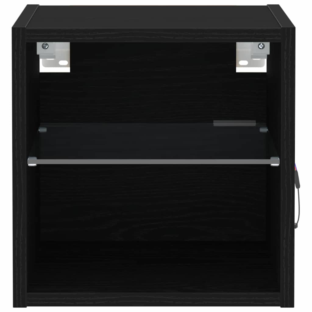 LED Vegg Kveldsbord Cabinet Veggmontert Svart 30 x 28,5 x 30 cm