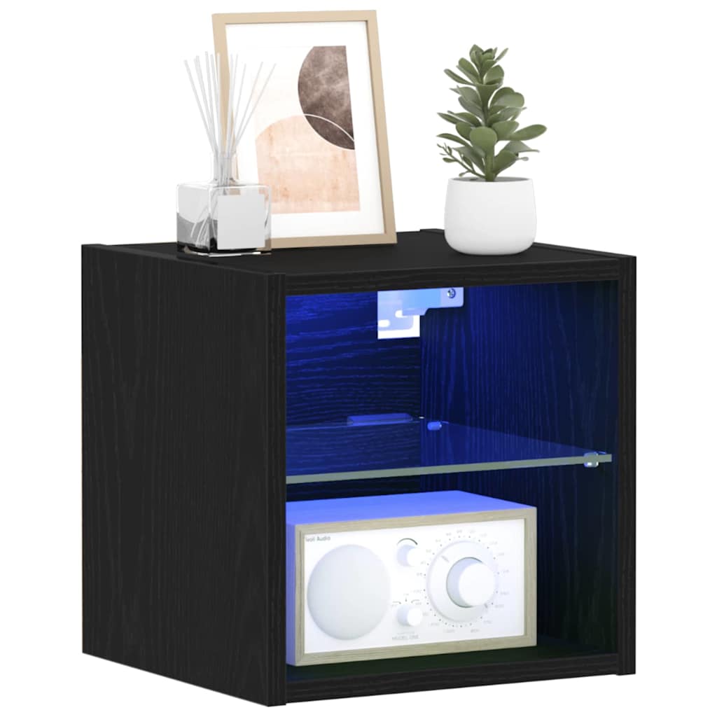 LED Vegg Kveldsbord Cabinet Veggmontert Svart 30 x 28,5 x 30 cm