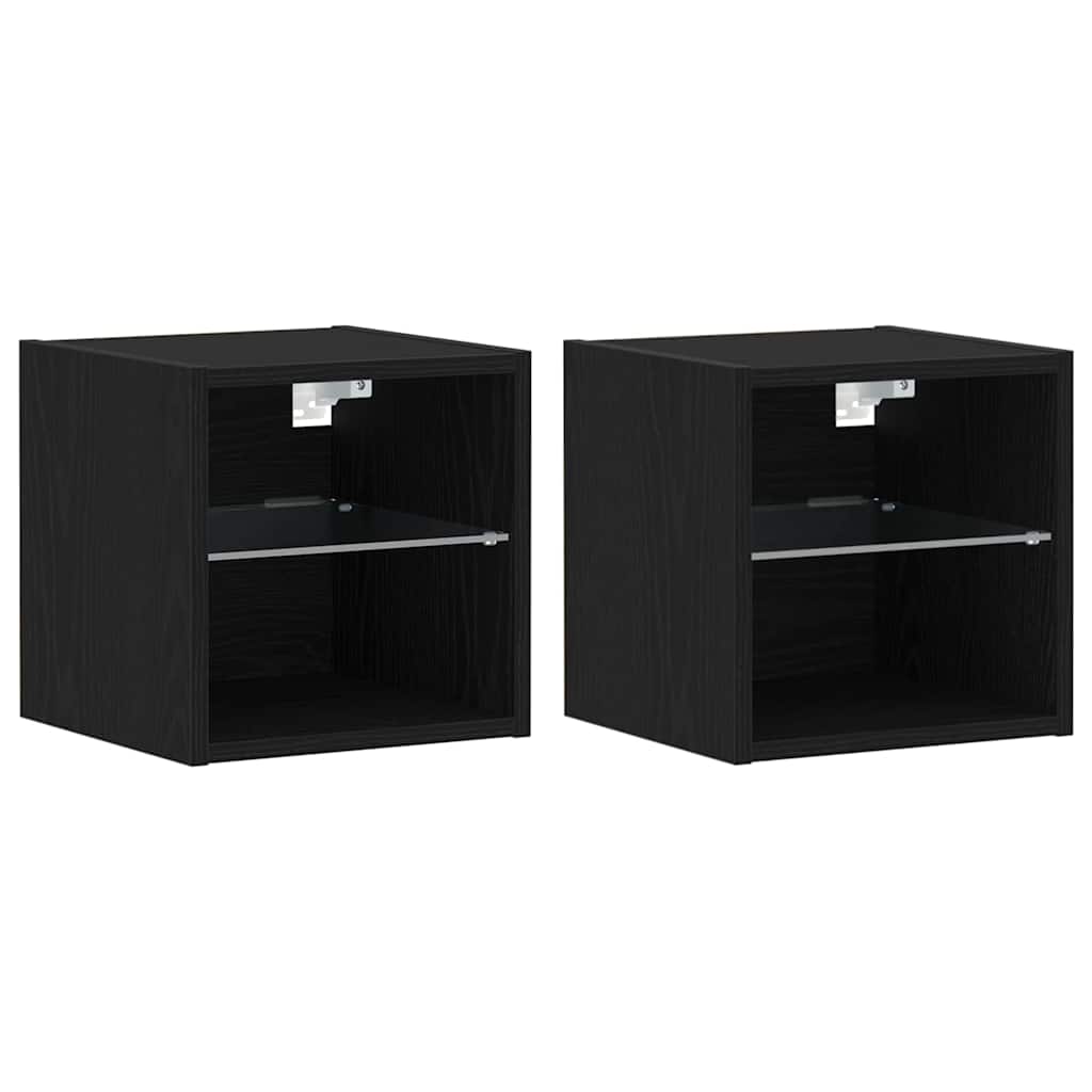 LED Vegg Kveldsbord Cabinet 2 pcs Svart 30 x 28,5 x 30 cm