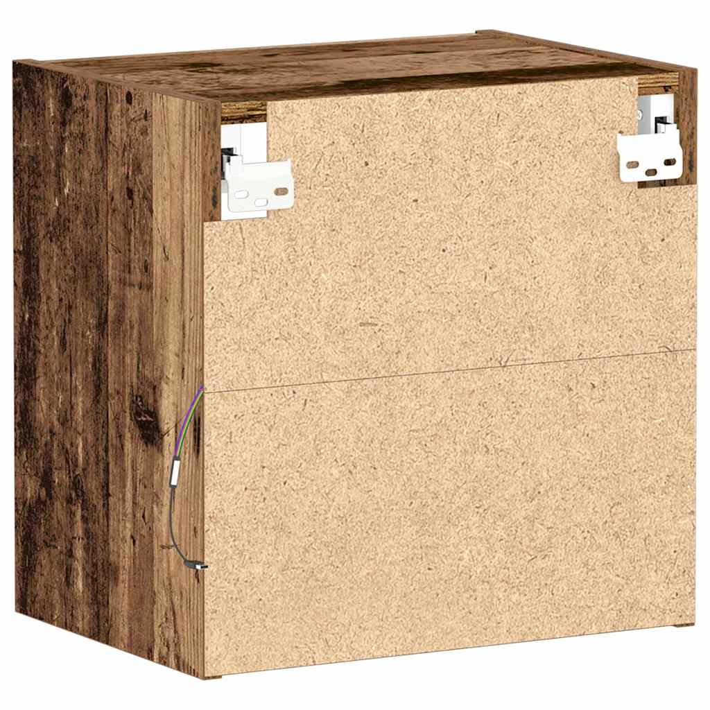 Flytende hylle med LED-lys med hylle Brun 40 x 28,5 x 40 cm