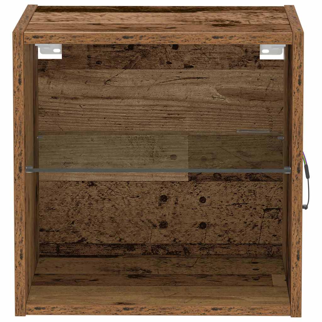Flytende hylle med LED-lys med hylle Brun 40 x 28,5 x 40 cm