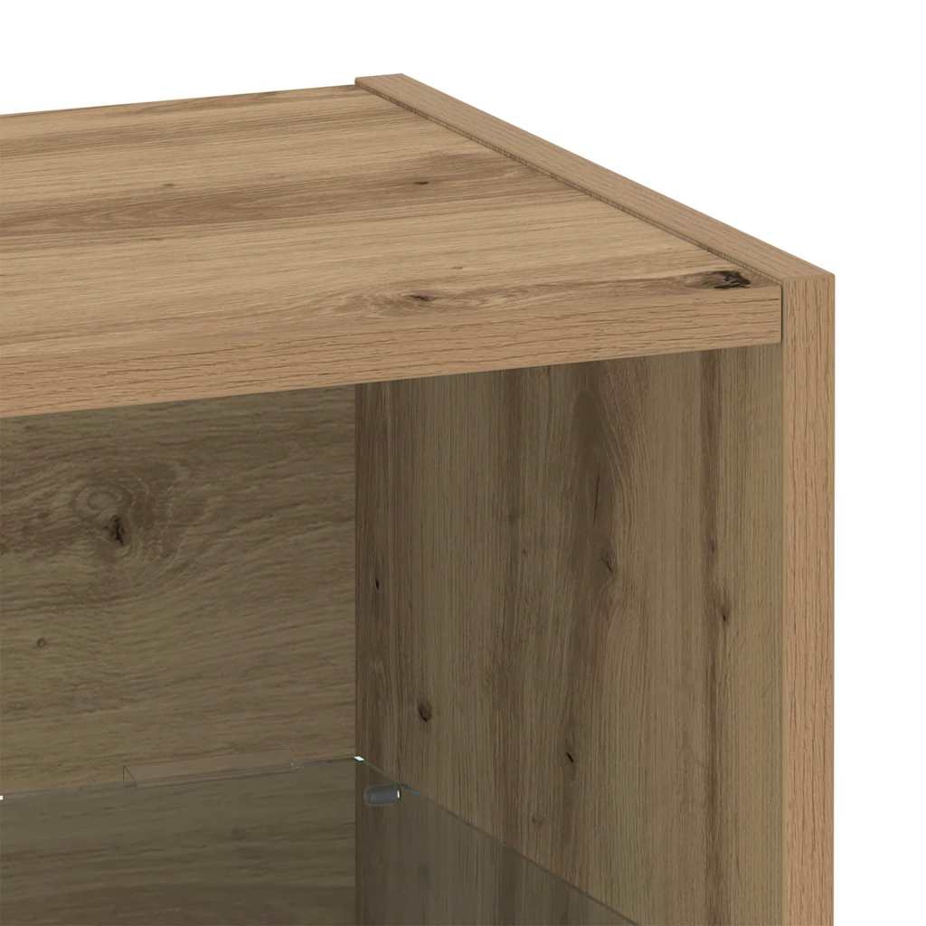 Flytende hylle med LED-lys med hylle Brun 40 x 28,5 x 40 cm
