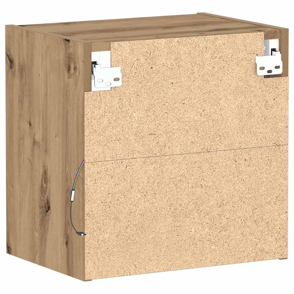 Flytende hylle med LED-lys med hylle Brun 40 x 28,5 x 40 cm