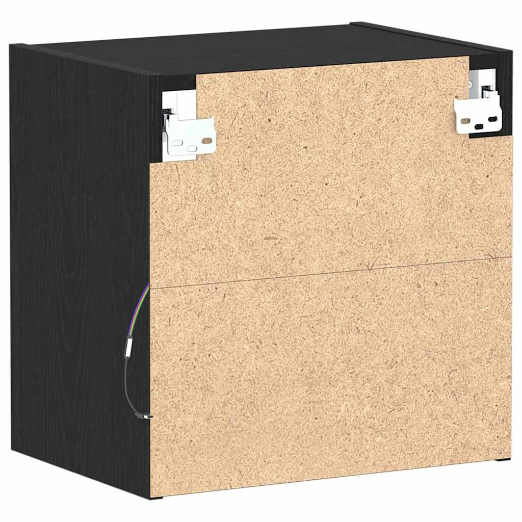 Flytende hylle med LED-lys med hylle Svart 40 x 28,5 x 40 cm