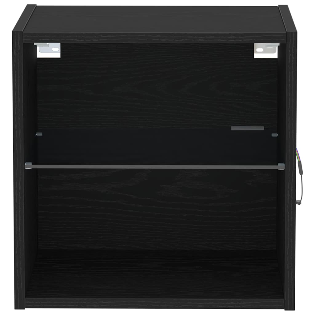 Flytende hylle med LED-lys med hylle Svart 40 x 28,5 x 40 cm