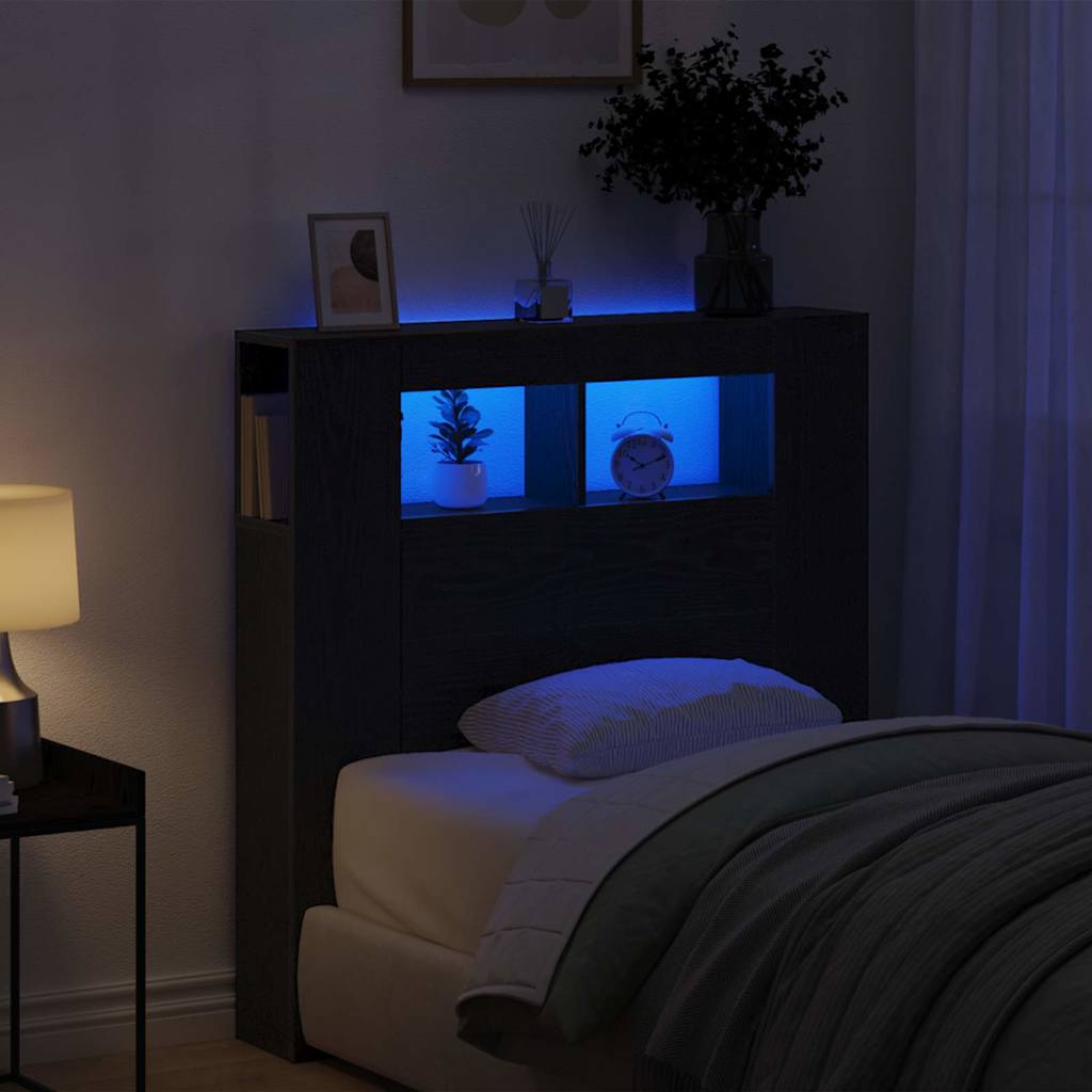LED Hodegavl Svart Eik 100 x 18,5 x 103,5 cm Konstruert tre
