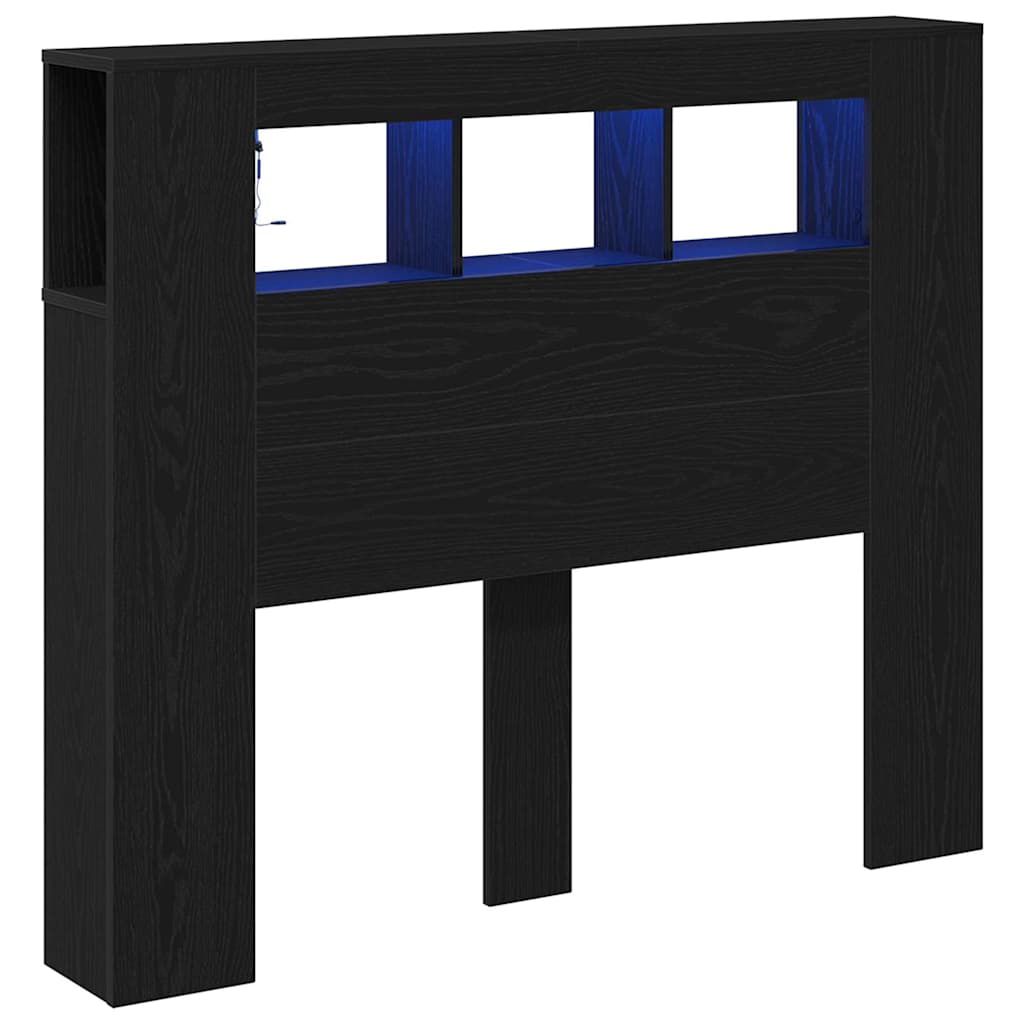 LED Hodegavl Svart Eik 120 x 18,5 x 103,5 cm Konstruert tre