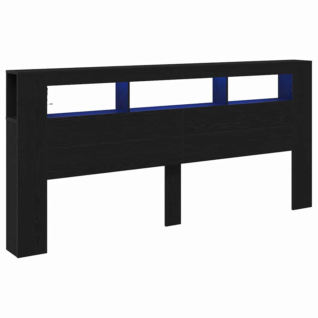 LED Hodegavl Svart Eik 220 x 18,5 x 103,5 cm Konstruert tre