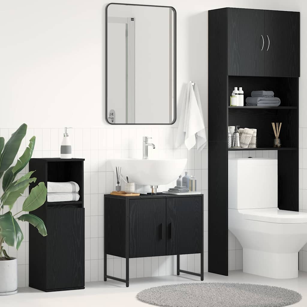 Baderomsvaskeskap Svart Eik 60 x 30 x 60 cm Konstruert tre