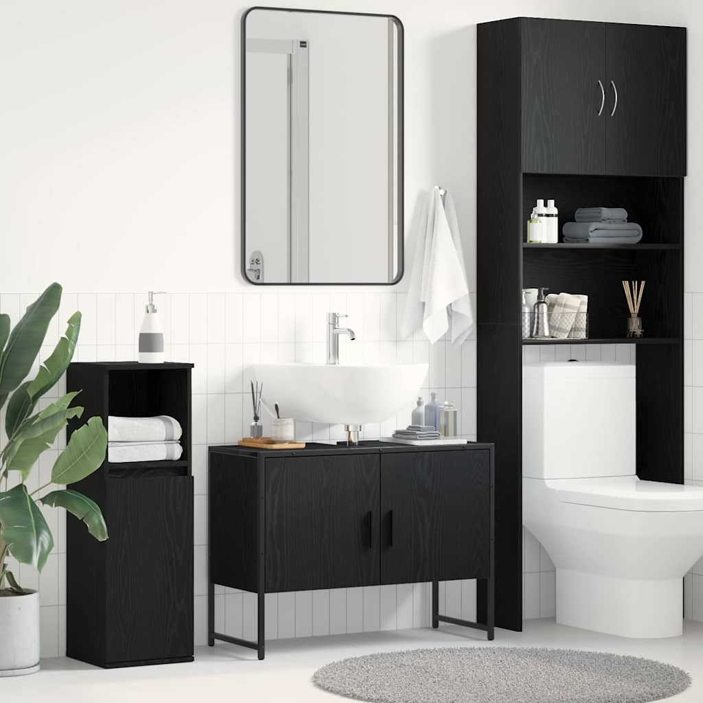 Baderomsvaskeskap Svart Eik 80 x 30 x 60 cm Konstruert tre