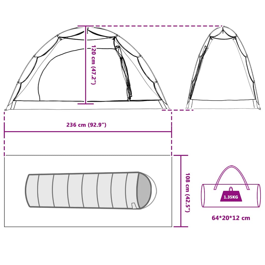 Telt med tak med lagring Grå og svart 236 x 108 x 120 cm