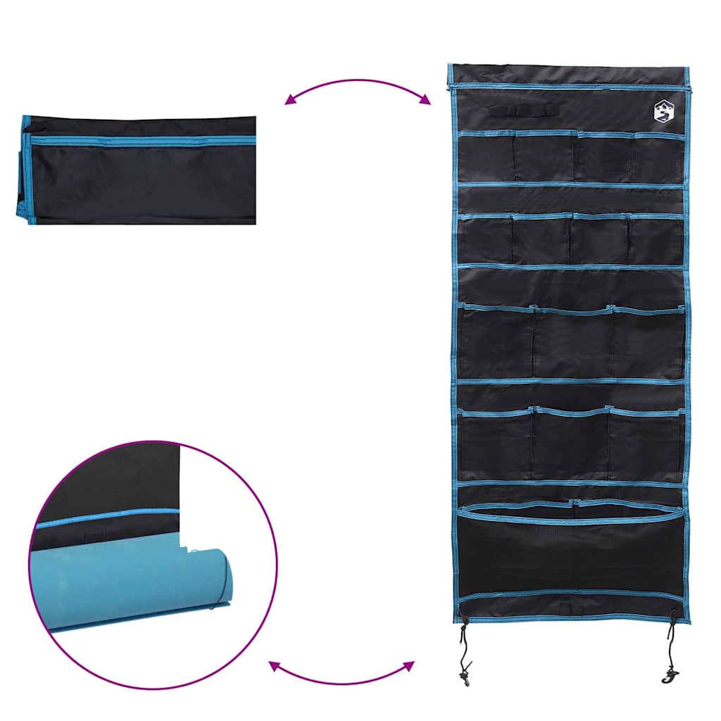 Oppbevaringspose med lagring Svart og Blå 125 x 48 cm oxford