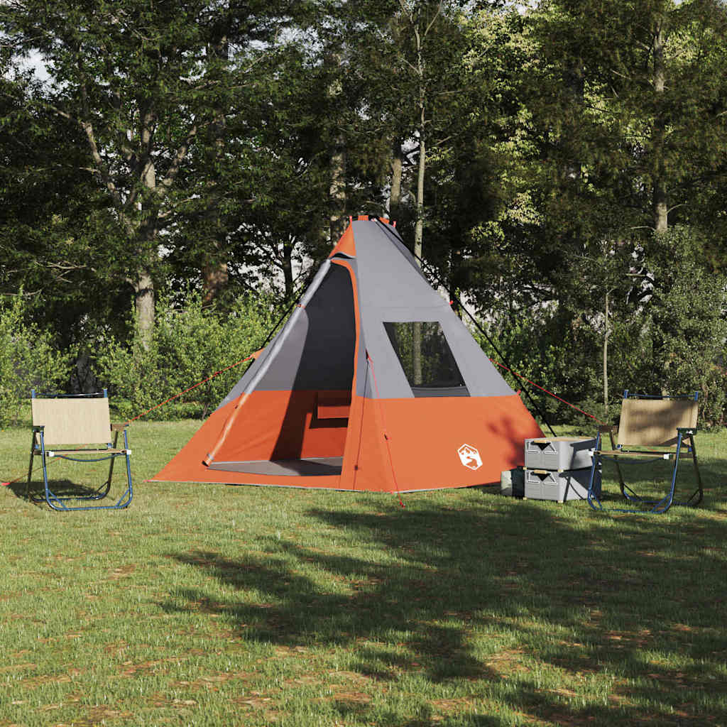 Tipi telt med tak Grå og Oransje 383 x 338 x 217 cm taft
