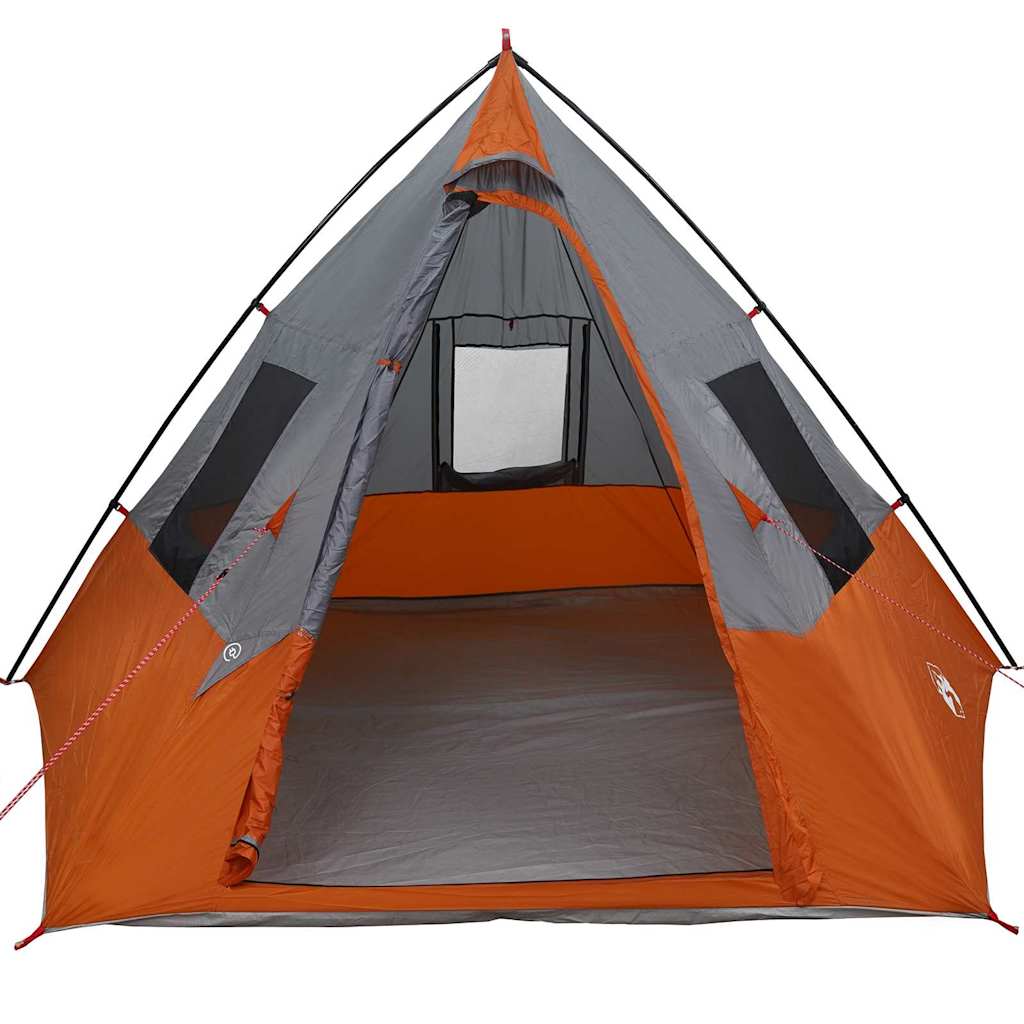Tipi telt med tak Grå og Oransje 383 x 338 x 217 cm taft