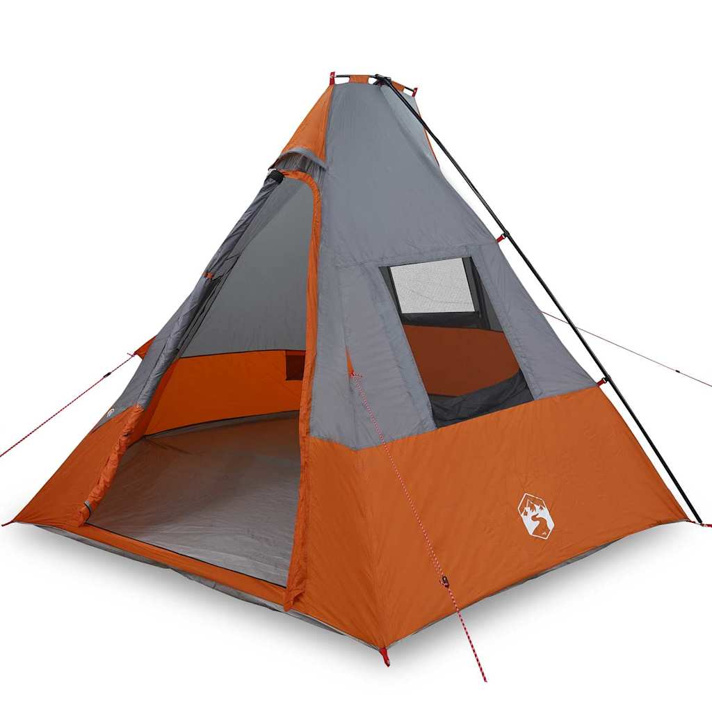 Tipi telt med tak Grå og Oransje 383 x 338 x 217 cm taft