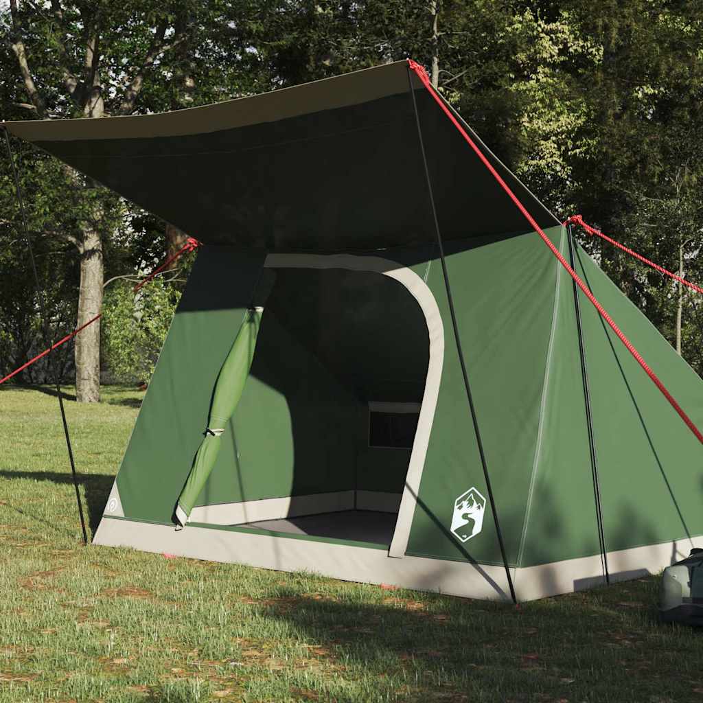 Camping Telt med tak med lagring grønn 223 x 163 x 130 cm taft