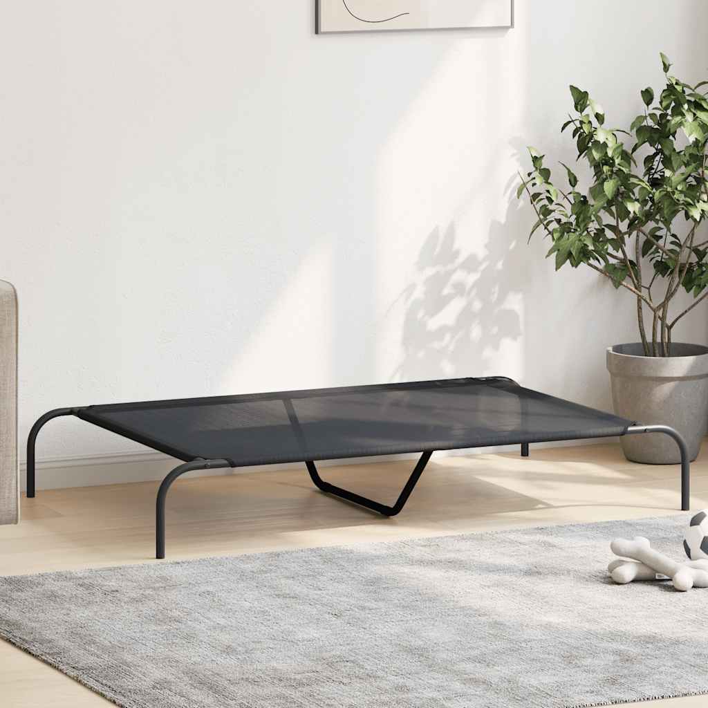 Forhøyet hundeseng svart 130x80x20 cm tekstil og stål