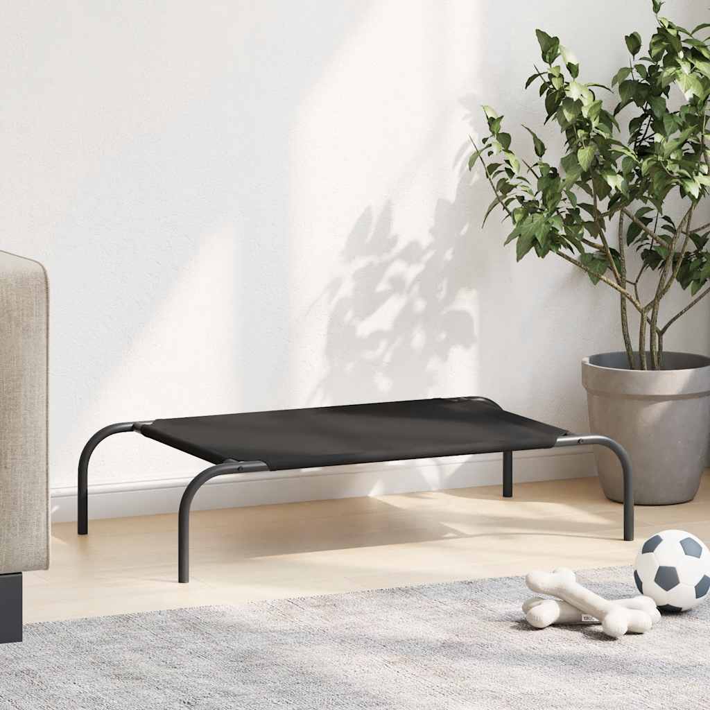 Forhøyet hundeseng svart 90x50x20 cm tekstil og stål