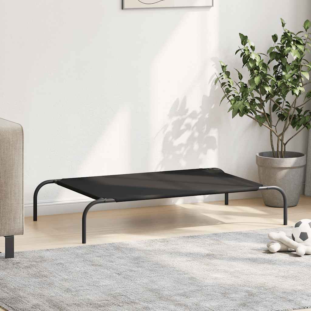 Forhøyet hundeseng svart 110x65x20 cm oxfordstoff og stål
