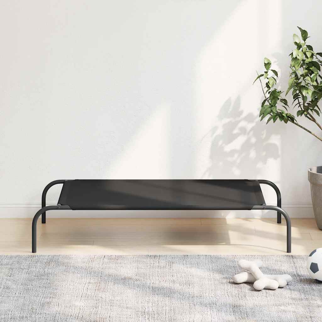 Forhøyet hundeseng svart 110x65x20 cm oxfordstoff og stål