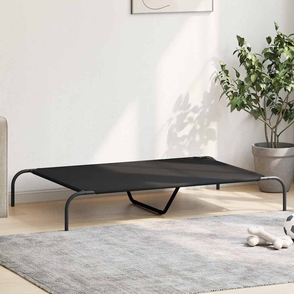 Forhøyet hundeseng svart 130x80x20 cm tekstil og stål