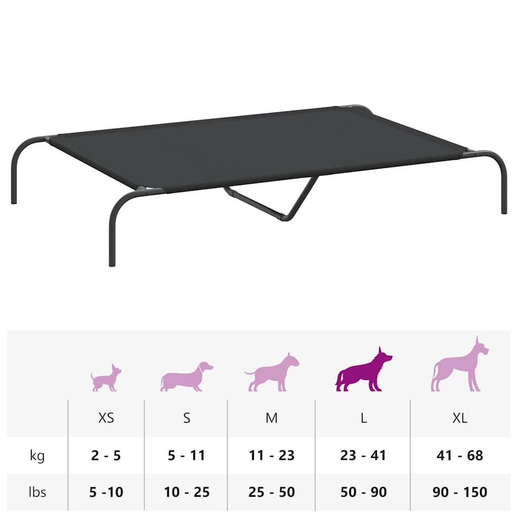 Forhøyet hundeseng svart 130x80x20 cm tekstil og stål
