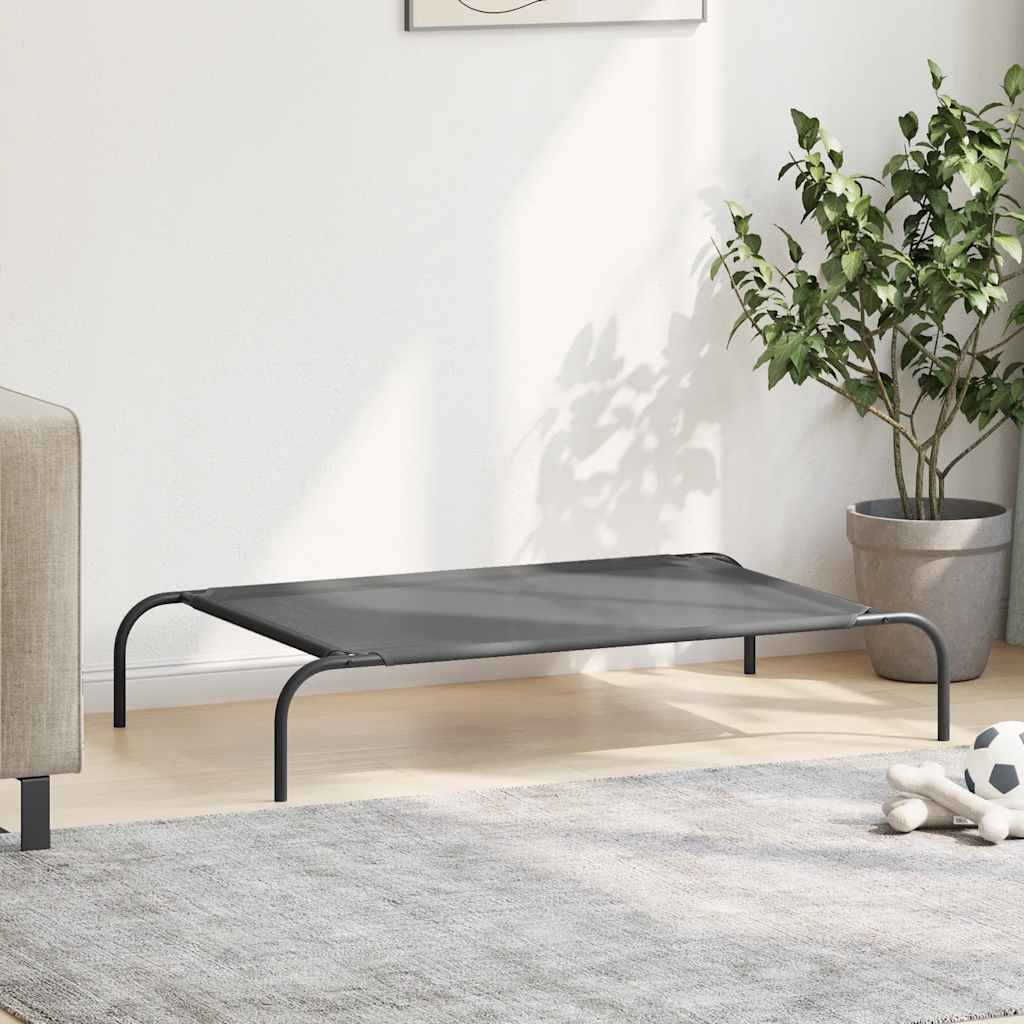 Forhøyet hundeseng grå 110x65x20 cm tekstil og stål