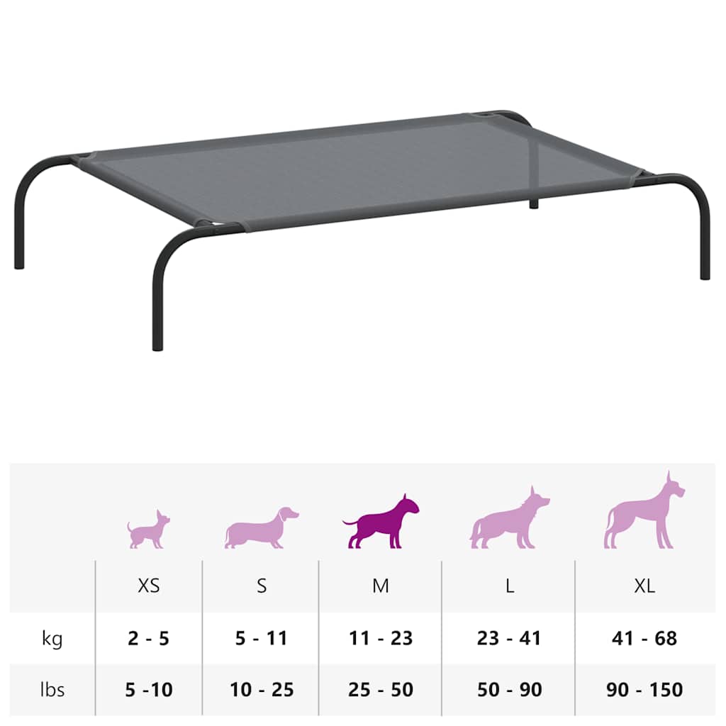 Forhøyet hundeseng grå 110x65x20 cm tekstil og stål