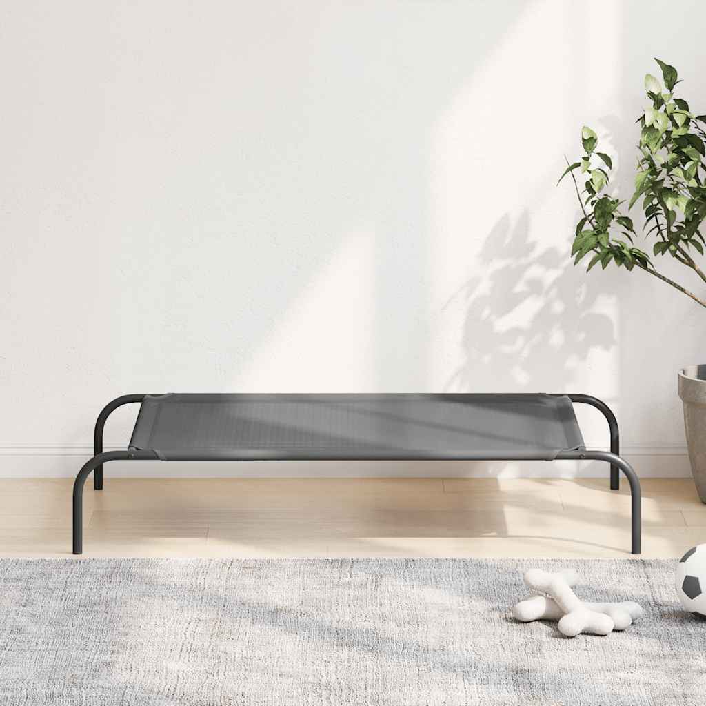 Forhøyet hundeseng grå 110x65x20 cm tekstil og stål