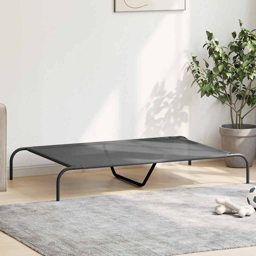 Forhøyet hundeseng grå 130x80x20 cm tekstil og stål
