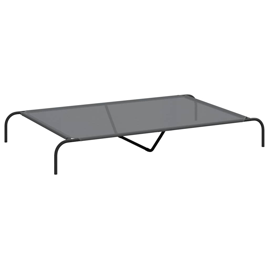 Forhøyet hundeseng grå 150x90x20 cm tekstil og stål