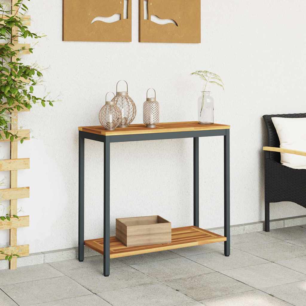 Utebord med lagring med hylle Naturlig og svart 80 x 35 x 75 cm