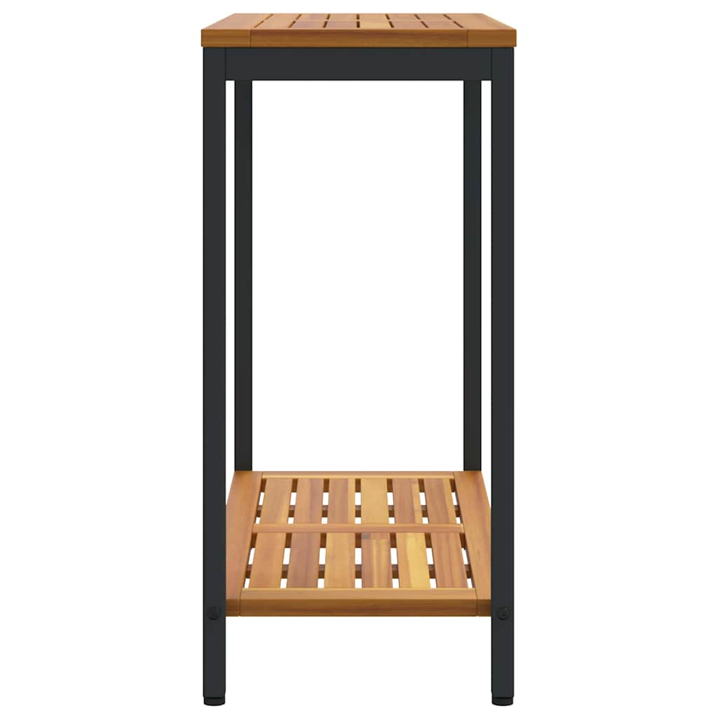 Utebord med lagring med hylle Naturlig og svart 80 x 35 x 75 cm