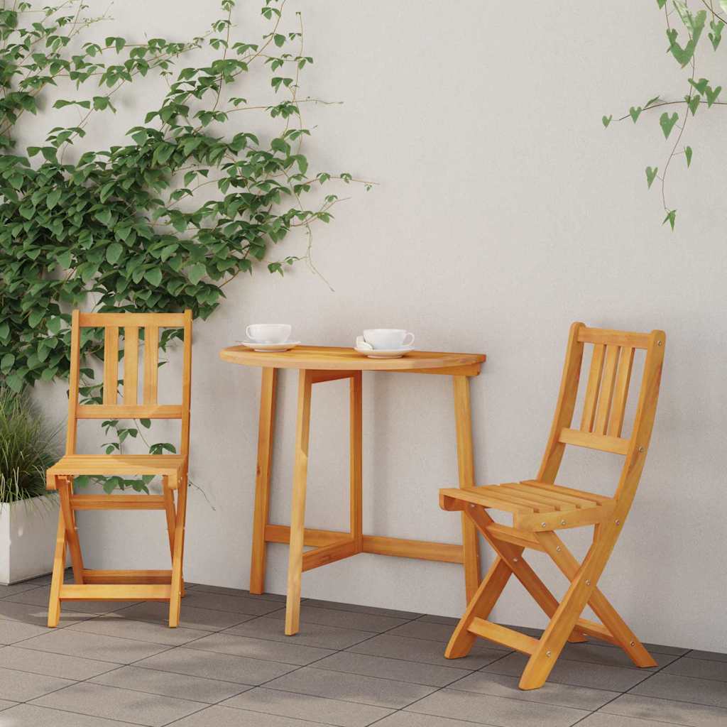 Utendørs Bistro Stoler med pute 2 pcs Solid akasietre