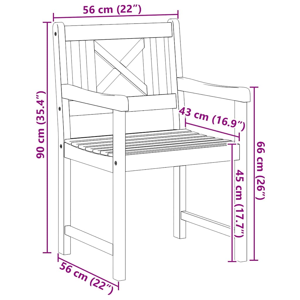 Hagestoler 2 pcs Naturlig Solid akasietre
