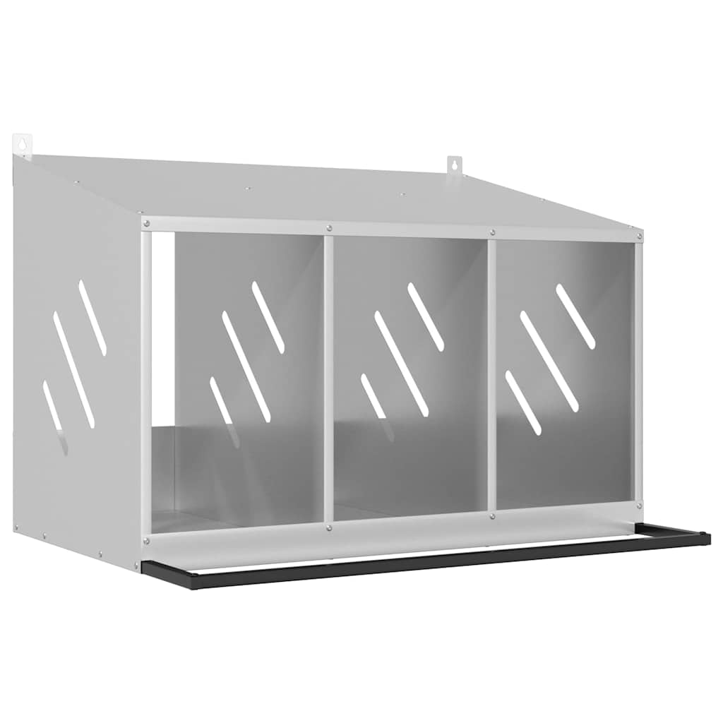 kyllinghekkeboks med 3 rom galvanisert sølvmetall