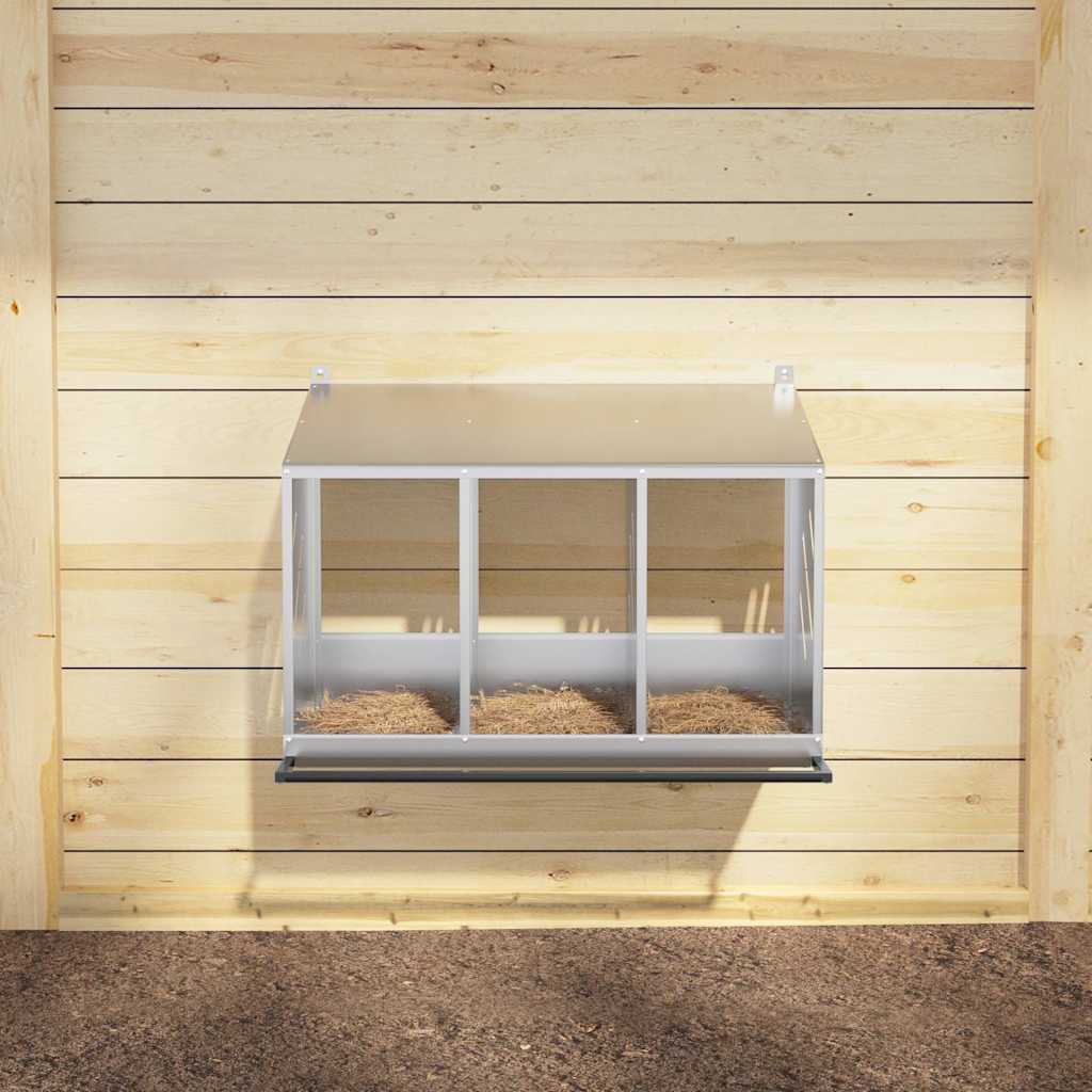 kyllinghekkeboks med 3 rom galvanisert sølvmetall