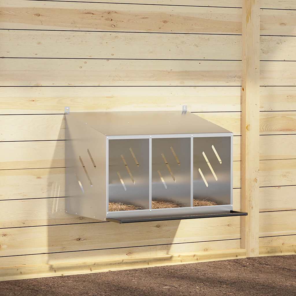 kyllinghekkeboks med 3 rom galvanisert sølvmetall