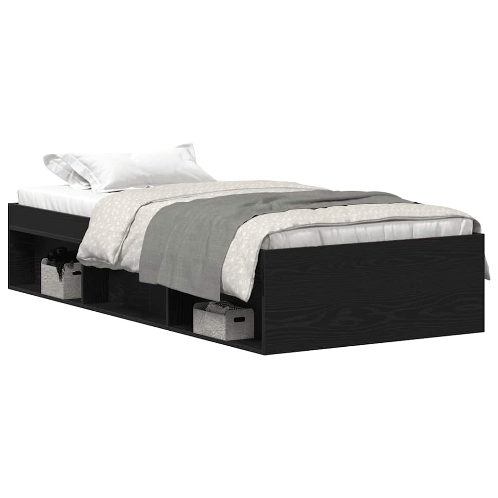 Sengeramme uten madrass svart eik 75x190 cm konstruert tre
