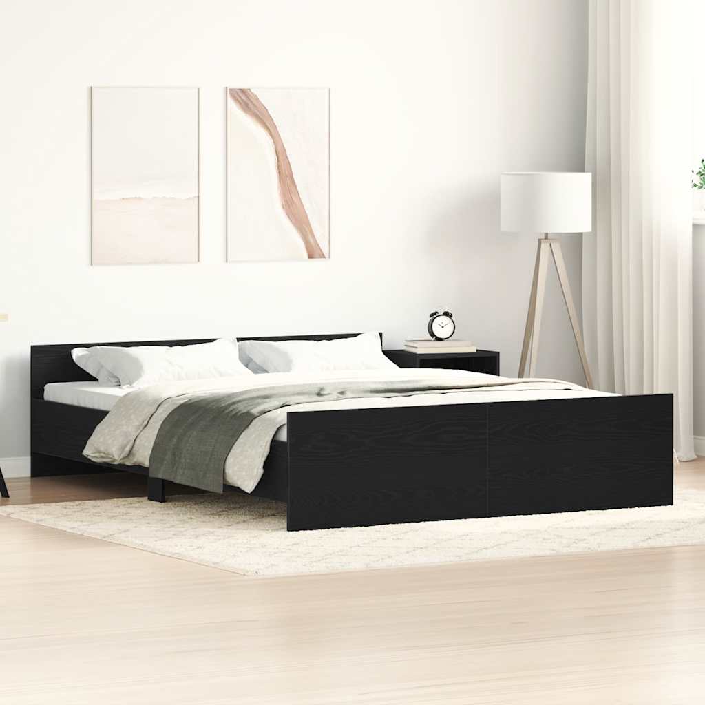 Sengeramme uten madrass svart eik 150x200 cm konstruert tre