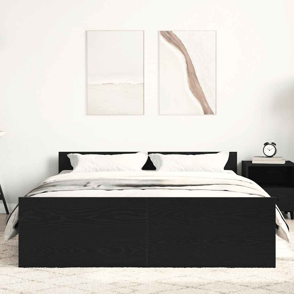 Sengeramme uten madrass svart eik 120x190 cm konstruert tre