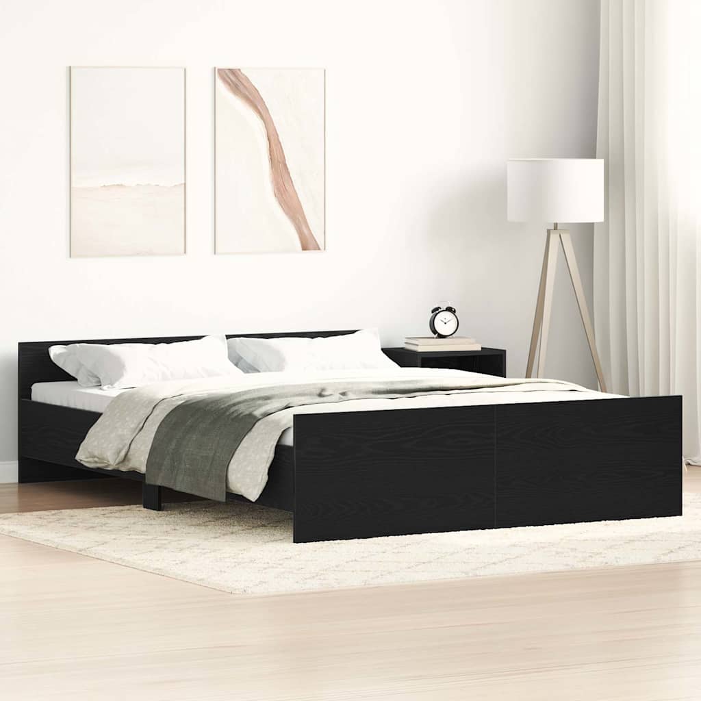 Sengeramme uten madrass svart eik 135x190 cm konstruert tre