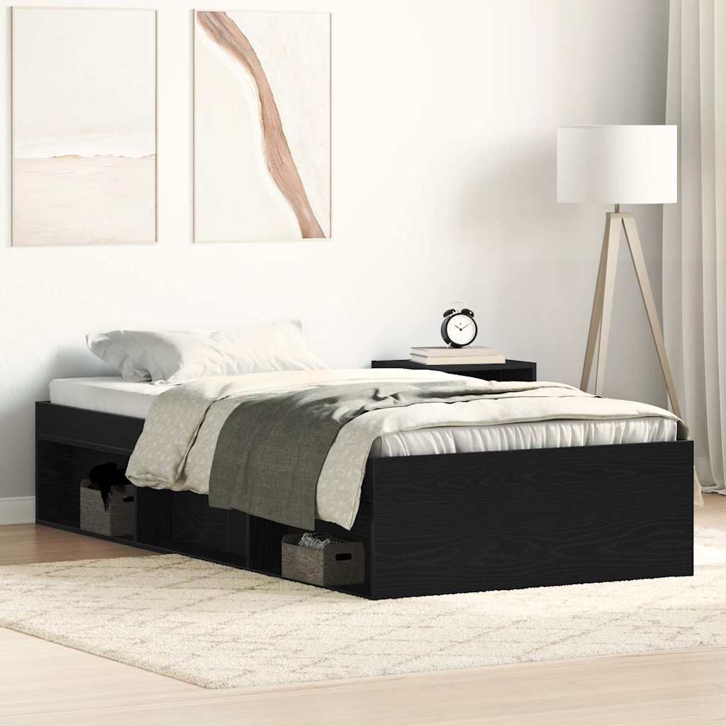 Sengeramme uten madrass svart eik 100x200 cm konstruert tre