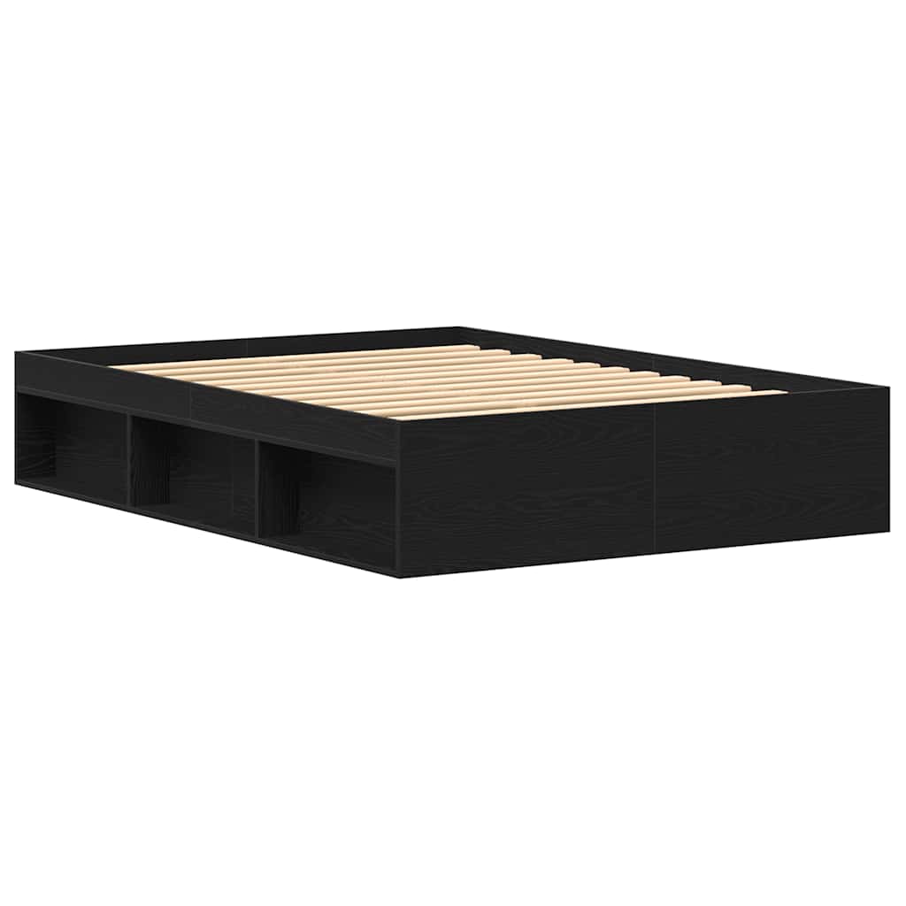 Sengeramme uten madrass svart eik 140x200 cm konstruert tre