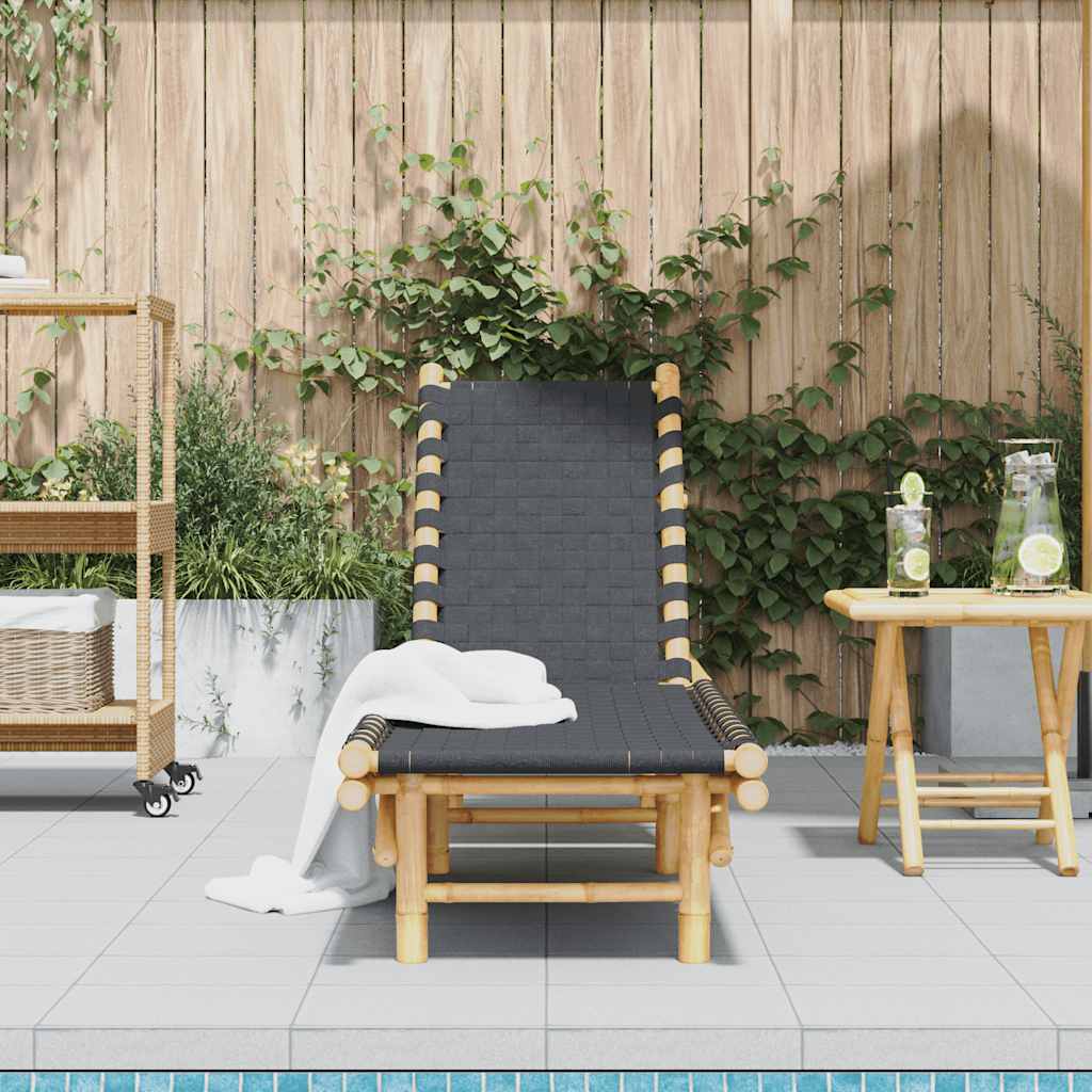 Solseng med svart vevd netting 55x200x30 cm bambus