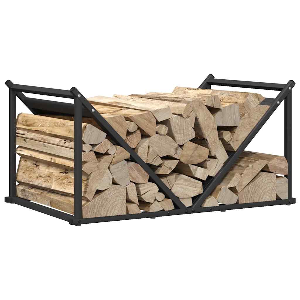 Vedstativ svart 70x43x34,5 cm kaldvalset stål
