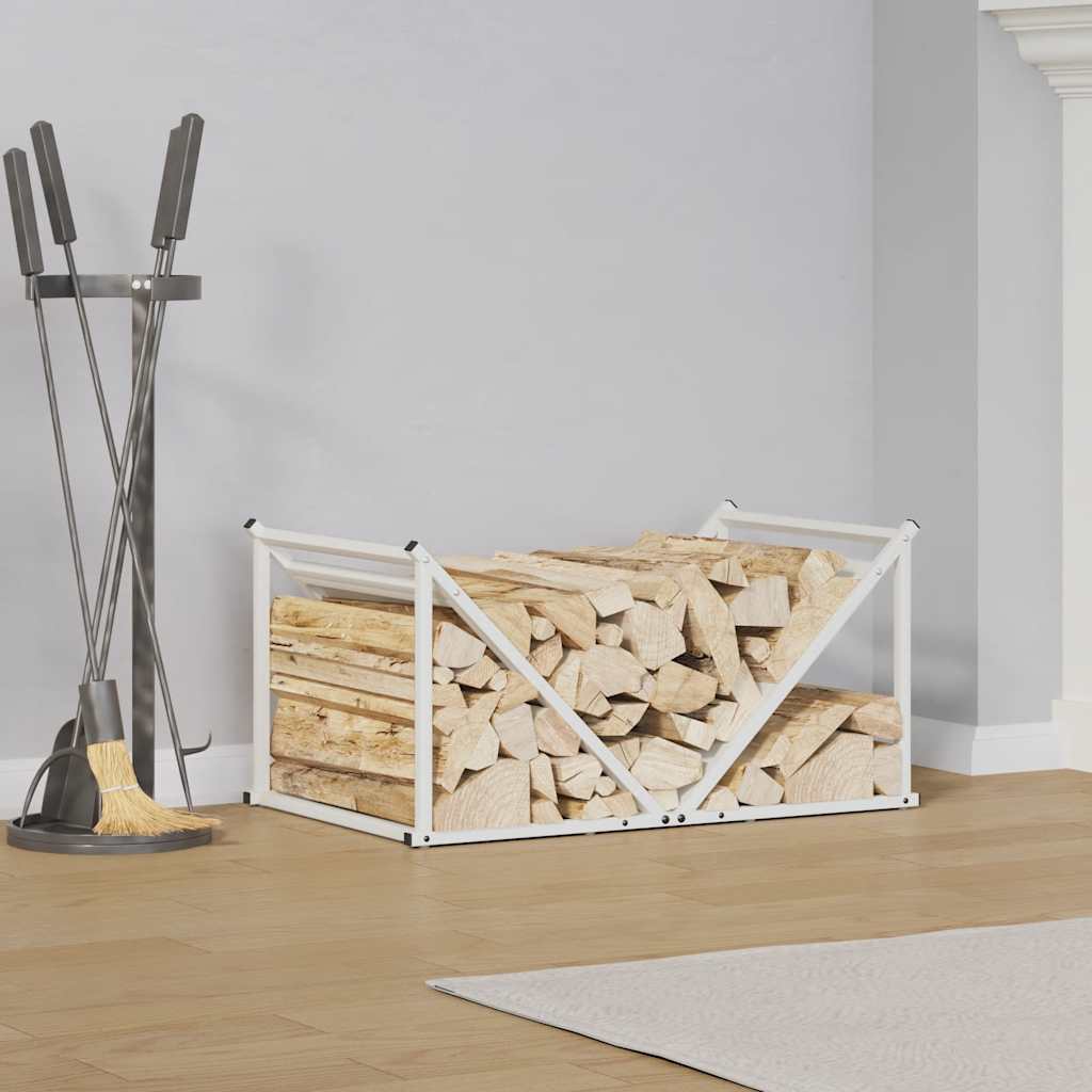 Vedstativ hvit 70x43x34,5 cm kaldvalset stål