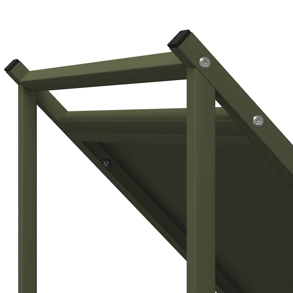Vedstativ olivengrønn 70x43x34,5 cm kaldvalset stål