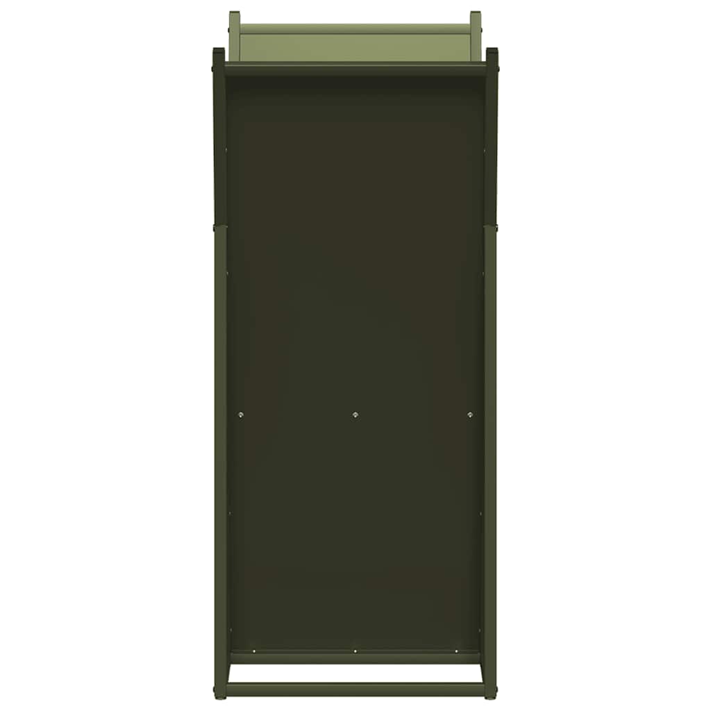 Vedstativ olivengrønn 69,5x35x81 cm kaldvalset stål