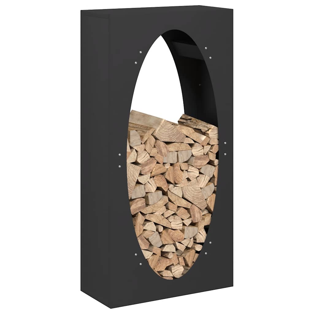 Vedstativ svart 50x23x100 cm kaldvalset stål